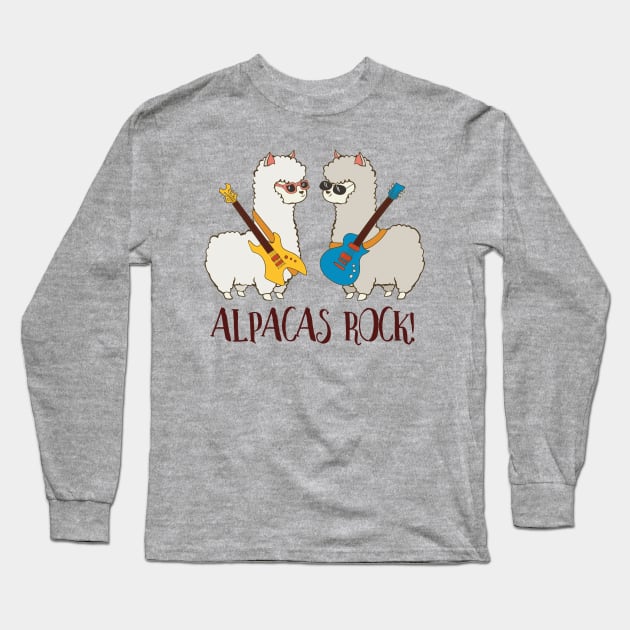 Alpacas Rock! Cute Funny Alpaca Love Long Sleeve T-Shirt by Dreamy Panda Designs